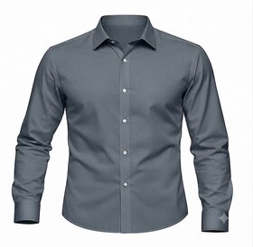 Men's Formal Plain Regular Fit Soft Cotton Shirt with Pocket  Spread Collar Full Sleeves Casual Office Wear Style