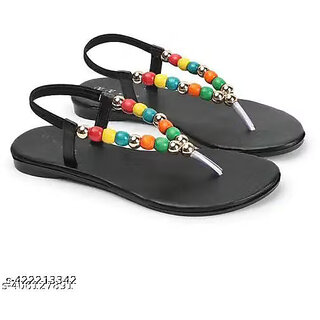 Black Canvas Embellished One-Toe Flats