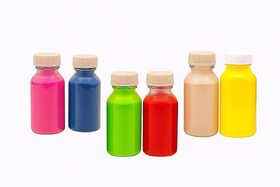(Pack of 6) Rangoli Color Powder Bottle(6 Colors, 100 Grams Each) | Red,Yellow,White,Green,Pink,Blue | Rangoli Colour Powder Rang for Diwali, Navratri, Pongal Pooja Mandir