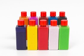 (Pack of 10) Rangoli Color Powder Bottle(10 Colors, 165 Grams Each) | 1650gm Total | Rangoli Kolam Powder, Kolam Mavu, Kolamavu, KolaMaavu, Kolam podi Diwali, Navratri, Pongal Pooja Mandir