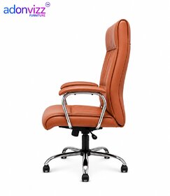 Ergonomic Modern Swivel Chair with Brown Leather Finish