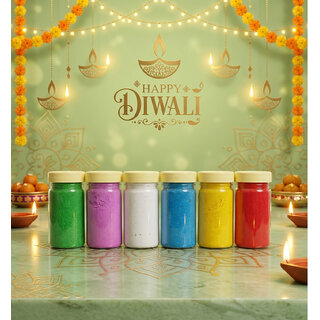 (Pack of 6) Rangoli Powder (Blue, Green, Pink, Red, White, Yellow)