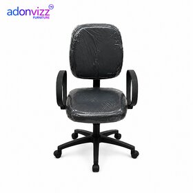 Ergonomic Black Executive Chair with Cushioned Backrest and Rolling Base
