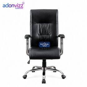 Ergonomic Black Leather Office Chair with High Back  Adjustable Height - Comfortable Executive Workspace Chair
