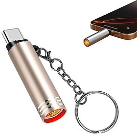 (Pack 1) Type-C Electric Lighter USB C Mobile Powered Flameless Coil No Gas No Charging Plug  Use OTG Portable Mini Windproof Metal Body Lighter for Type-C Smartphones (Multi-Color)