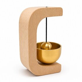 Artisanal Wooden Door Chime Decorative Door Chime Bell Minimalist Bell with Wooden Frame Zen for Homeowners, Shopkeepers, Entryway, Tea Room, Counter, Natural Wood, Adhesive