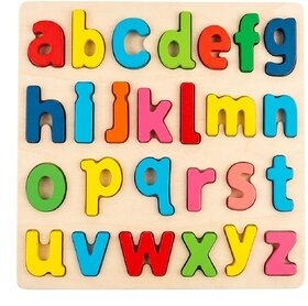 Wooden Lowercase Alphabet Puzzle Board, a-z Small Letters, Educational Learning Toy for Toddlers 2+ Years