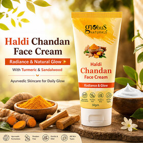 (Pack of 1) Globus Naturals Haldi Chandan Glow Cream, For Glowing Skin, Helps Remove Tan, Dirt  Excess Oil, 50g