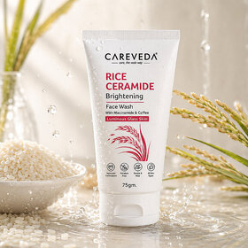 (Pack of 1) CareVeda Rice Ceramide Brightening Face Wash with Niacinamide  Coffee, For Luminous-Looking Skin, 75g