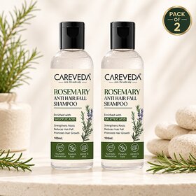 (Set of 2) CareVeda Rosemary Anti Hair Fall Shampoo with Salicylic Acid, Hair Fall Control  Scalp Care, 100ml