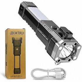 Emergency Torch Light  Rechargeable 6-in-1 Hammer LED Flashlight with Glass Breaker  Seat Belt Cutter, Long Distance B