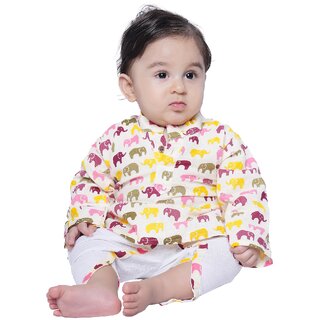 Kid Kupboard Cotton Baby Boys Kurta and Dhoti Pant Set, Multicolor, Full-Sleeves, 9-12 Months KIDS8574