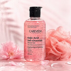 CareVeda Kojic Acid, Salicylic Acid  Niacinamide Shower Gel With Luffa, (200 g)