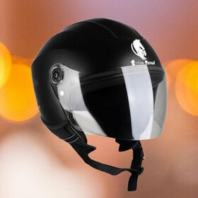 Urban carrier ABS Material Half Face PC Visor, UV Scratch Resistance Motorbike Helmet (Black)