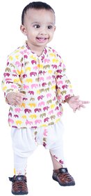Kid Kupboard Cotton Baby Boys Kurta and Dhoti Pant Set, Multicolor, Full-Sleeves, 2-3 Years KIDS8598