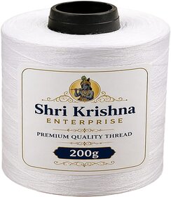 Shri Krishna Enterprise Premium Quality White Tailoring Thread Spool - 200g for Professional Sewing