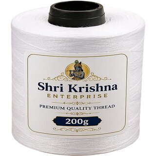 Shri Krishna Enterprise Premium Quality White Tailoring Thread Spool - 200g for Professional Sewing