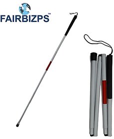 FAIRBIZPS Height Adjustment Walking Stick Blind Stick Aluminium 4 Segment Folding Blind Cane Heavy Duty Blind Stick for