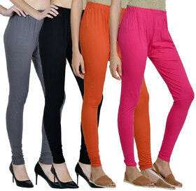 NATRAJ FAB LEGGING COMBO  GREY,BLACK,BRIGHT PINK,ORANGE