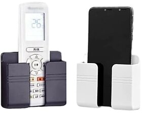 (Pack of 2) Multi-Purpose Mobile Charging Wall Stand Plastic Pack of 2pcs Mobile Holder (Black/White)PLAY-SUP-347