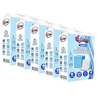 Lissa Care Disposable Underpads  Incontinence Sheets  Unisex - 60 X 90CM  Super Absorbent Polymer  Pack Of 5