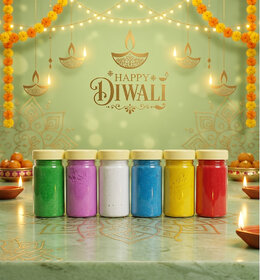 (Pack of 6) Rangoli Powder (Blue, Green, Pink, Red, White, Yellow)PLAY-SUP-580