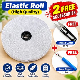 Durable  Comfortable High Elasticity Elastic Roll for Sewing  Crafting - Soft, Long-Lasting Elastic for DIY Projects (Includes Thread Cutter  Seam Ripper)