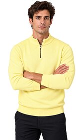 Hellknit Mens Premium Hair Yarn Quarter-Zip Round-Neck Winter Sweater