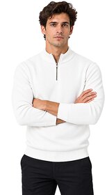 Hellknit Mens Premium Hair Yarn Quarter-Zip Round-Neck Winter Sweater