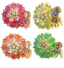 Handmade Special Crown Mukut Pagdi for Laddu Gopal Ji, Kanha Ji, Krishna Ji, Thakur Ji for Idol Size 4 Combo Pack of 4
