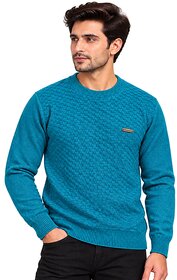 Hellknit Men's Premium Crewneck Knit Sweater  Textured Basketweave Grid Pullover