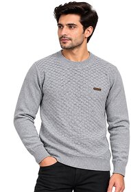 Hellknit Men's Premium Crewneck Knit Sweater  Textured Basketweave Grid Pullover