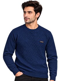 Hellknit Men's Premium Crewneck Knit Sweater  Textured Basketweave Grid Pullover