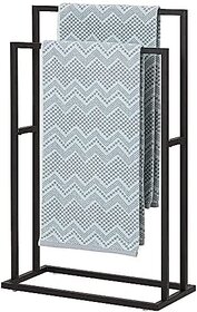 Towel Rack 2 Towel Rails H78 x 48 x 24 cm Assembled Bathroom Bedroom Metal/Bathroom Organizer Black