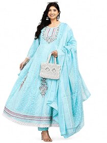 WOMEN'S EMBROIDERED SALWAR SUIT SET WITH DUPPTA -SKY BLUE