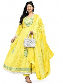 WOMEN'S EMBROIDERED SALWAR SUIT SET WITH DUPATTA YELLOW