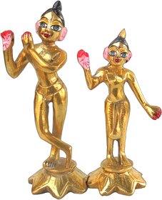 ANANTADRISHTI Ashtadhatu Made Hand Painted Radha Krishna Idol  Multicolor Permanent Makeup Murti