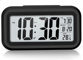 VHP Digital Alarm Clock for Students  4.5 LED Display, Loud Alarm, Auto Sensor Nightlight, Time, Date  Temperature  Battery Operated Table Clock for Home, Office  Study (Black)