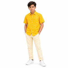MMW Boys Yellow Outfit Set  Shirt  Chino Pant  Premium Cotton