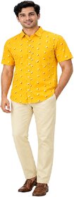 MMW Men's Yellow Outfit Set  Sleeve Shirt  Chino Pant  Premium Cotton.