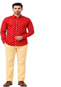 MMW Men's Red Outfit Full Sleeve Shirt  Chino Pant  Premium Cotton.