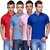 Teesort Solid Mens Polo Neck T-Shirt (Pack of 4)