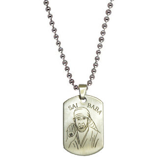 Men Style Shirdi Sai Baba plated  Silver  Stainless Steel Sqaure Pendent For Men And Women