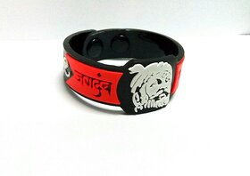 Chathrapathi Shivaji Black & Red Wristband 18mm With Push Button For Men