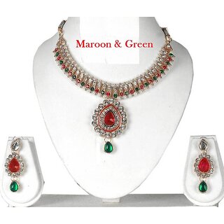Maroon and Green pearl dulhan necklace set Maroon and Green pearl dulhan necklace set