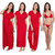 4 pc Mahroon color night suits Nighty gown night dress,night wear sleep ware and robs with top and pajama