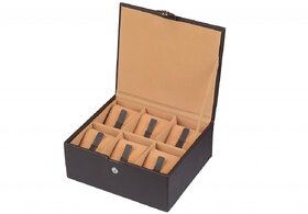 YStore Genuine Black Leather Watch Box - 6 slots