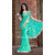 Bhuwal Fashion Turquoise Lycra Self Design Saree With Blouse