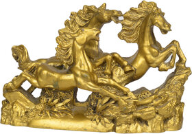 Artefacts Ceramic Running Horse Figurine (17 cm x 10 cm x 17 cm, Golden)
