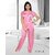 Womens 2pc Sleepwear T-Shirt  Pajama 607B Pink Night Set Daily Lounge Wear Fun Babydoll Bed Dress
